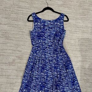 Kate Spade blue midi dress size 8 fit and flare basket weave dress
